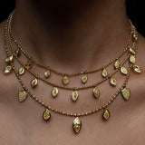Nine Yellow Diamond Marquise Drop Necklace