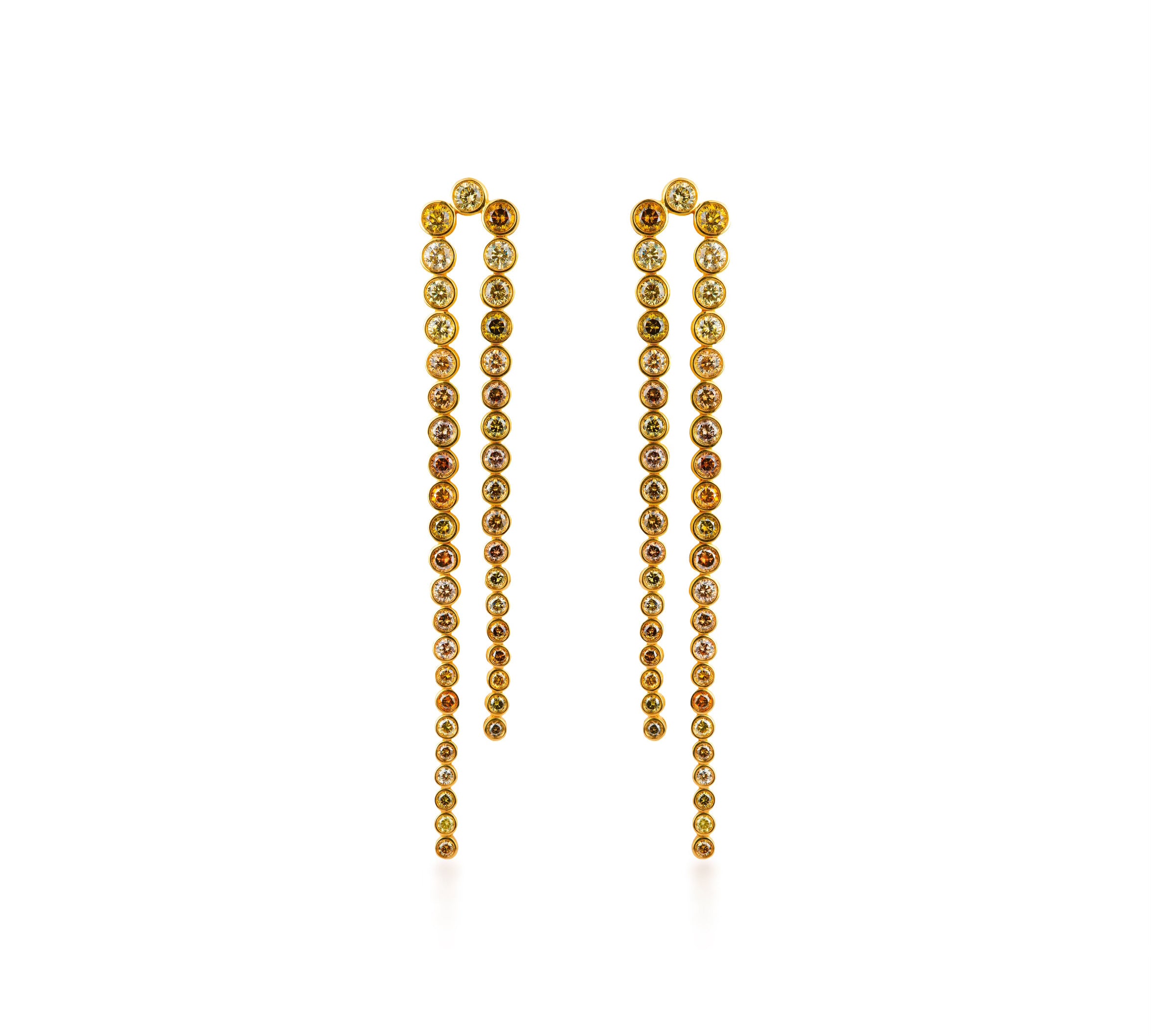 Fancy Color Diamond Lasso Linear Diamond Earrings