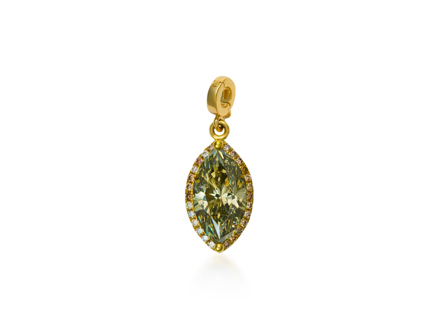 Fancy Color Greyish-Green Marquise Diamond Halo Charm