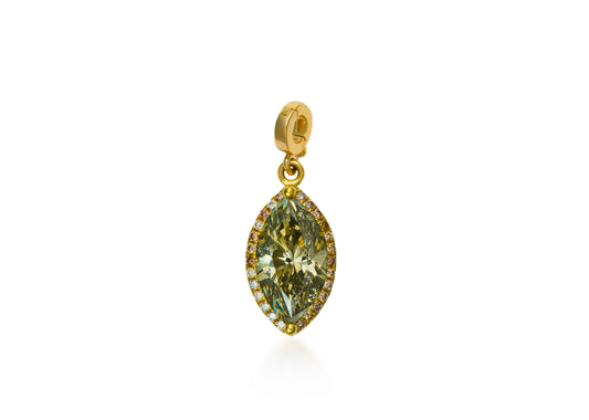 Fancy Color Greyish-Green Marquise Diamond Halo Charm