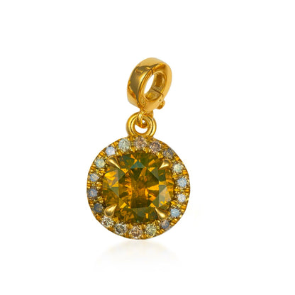 Fancy Color Round Brilliant Diamond Halo Charm