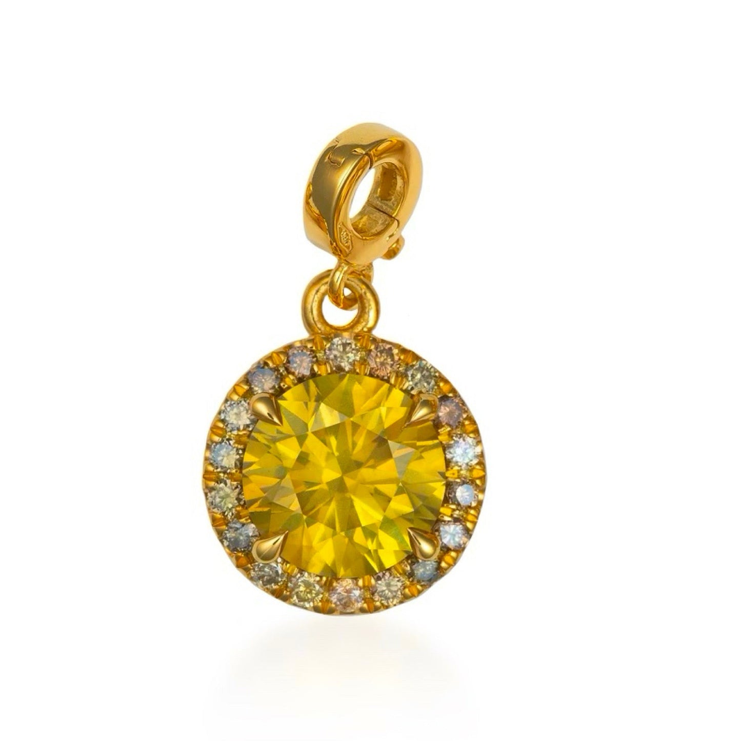 Fancy Color Round Brilliant Diamond Halo Charm