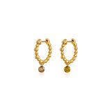 Beaded Huggies with Fancy Color Diamond Drill