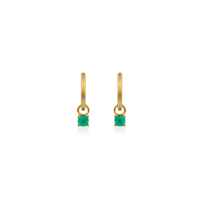 Petite Emerald Cushion Cut Diamond Huggies