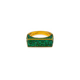Channel Bar Pave Emerald Ring
