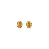 Large Fancy Color Halo Oval Studs