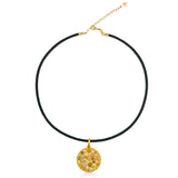 Fancy Color Diamond Reverse-Set Pavé Moon Pendant Necklace