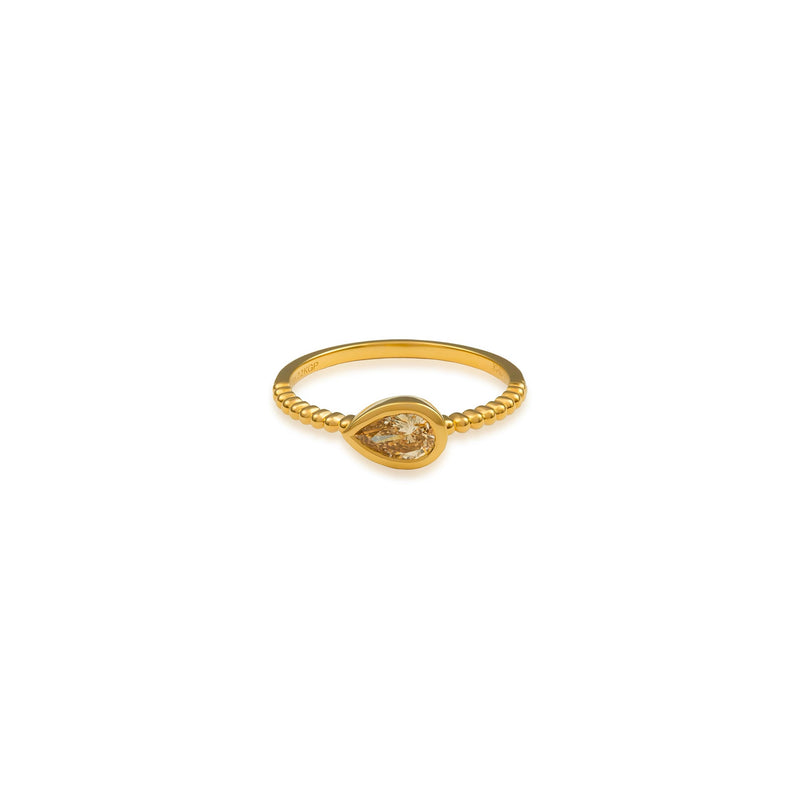 Beaded Fancy Color Pear Diamond Ring