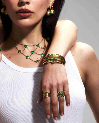Emerald Drop Hoop Earrings
