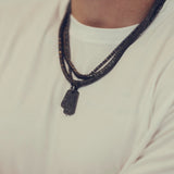 Large Black Diamond Dog Tag Necklace