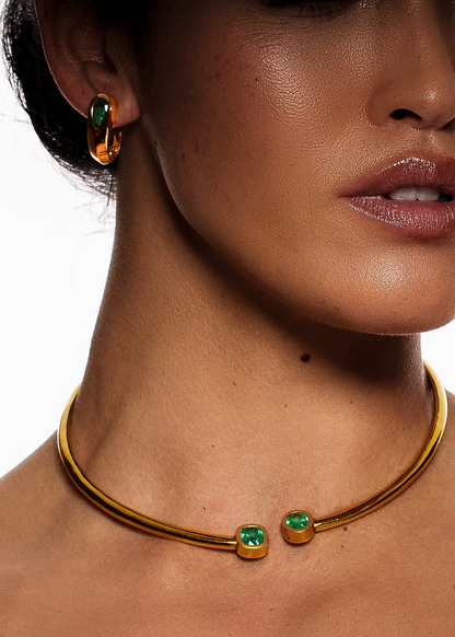 Ishtar Emerald Gap Collar Necklace