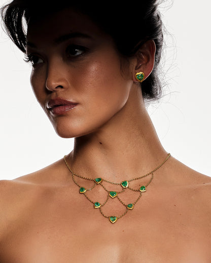 Ishtar Heart Emerald Bib Necklace