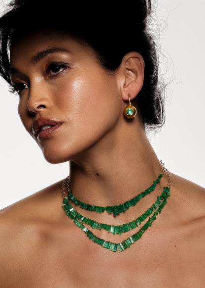 Ishtar Emerald Sphere Hoop Earrings