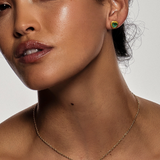 Ishtar Heart Emerald Stud Earrings Petite