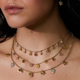 Nine Multi Fancy Shape Drop Necklace