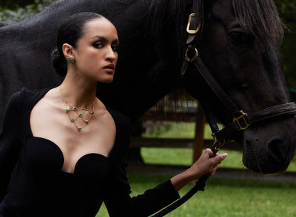 Ishtar Heart Emerald Bib Necklace