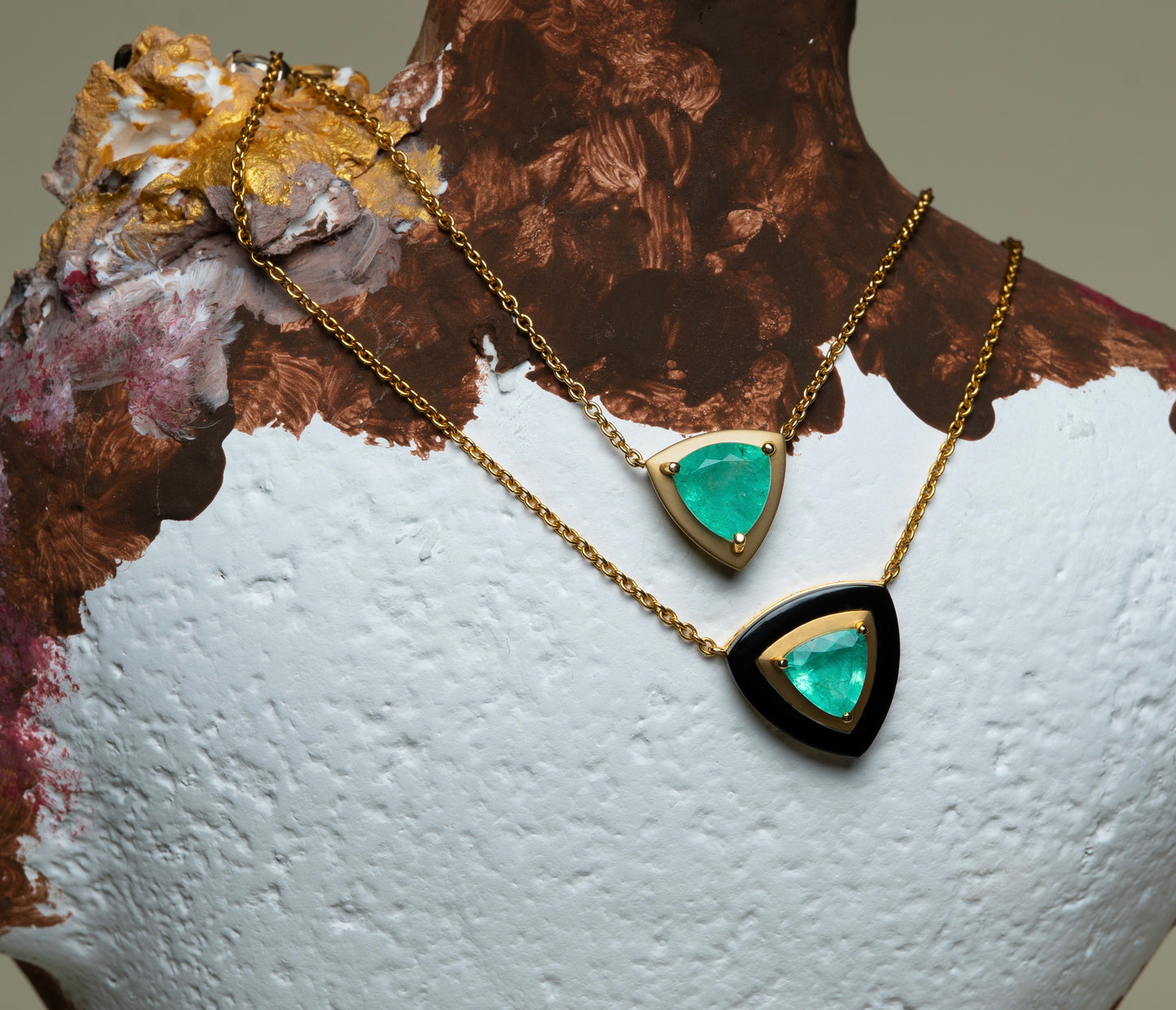 Ishtar Trillion Emerald Necklace