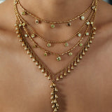 Gold Grape Lariat Necklace