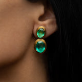 Ishtar Emerald Large Double Drop Earrings