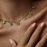 7 Fancy Shape Emerald Drop Necklace