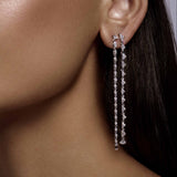 Dancing Linear Shield Diamond Drop Earrings