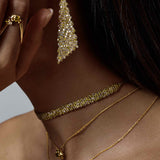 Pear Diamond Bezeled Shield Necklace