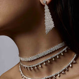 Chainmail Mesh Diamond Earrings