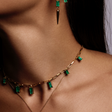 Huggies with Emerald Baguette Drop