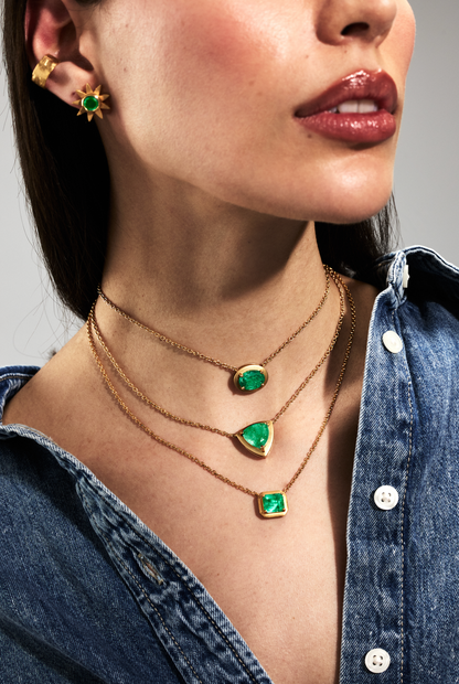 Ishtar Trillion Emerald Necklace