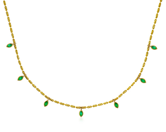 7 Marquise Emerald Drop Necklace Petite