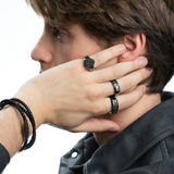 Black Diamond Emerald Cut Signet Ring