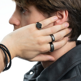 Black Diamond Pave Shield Pinky Ring