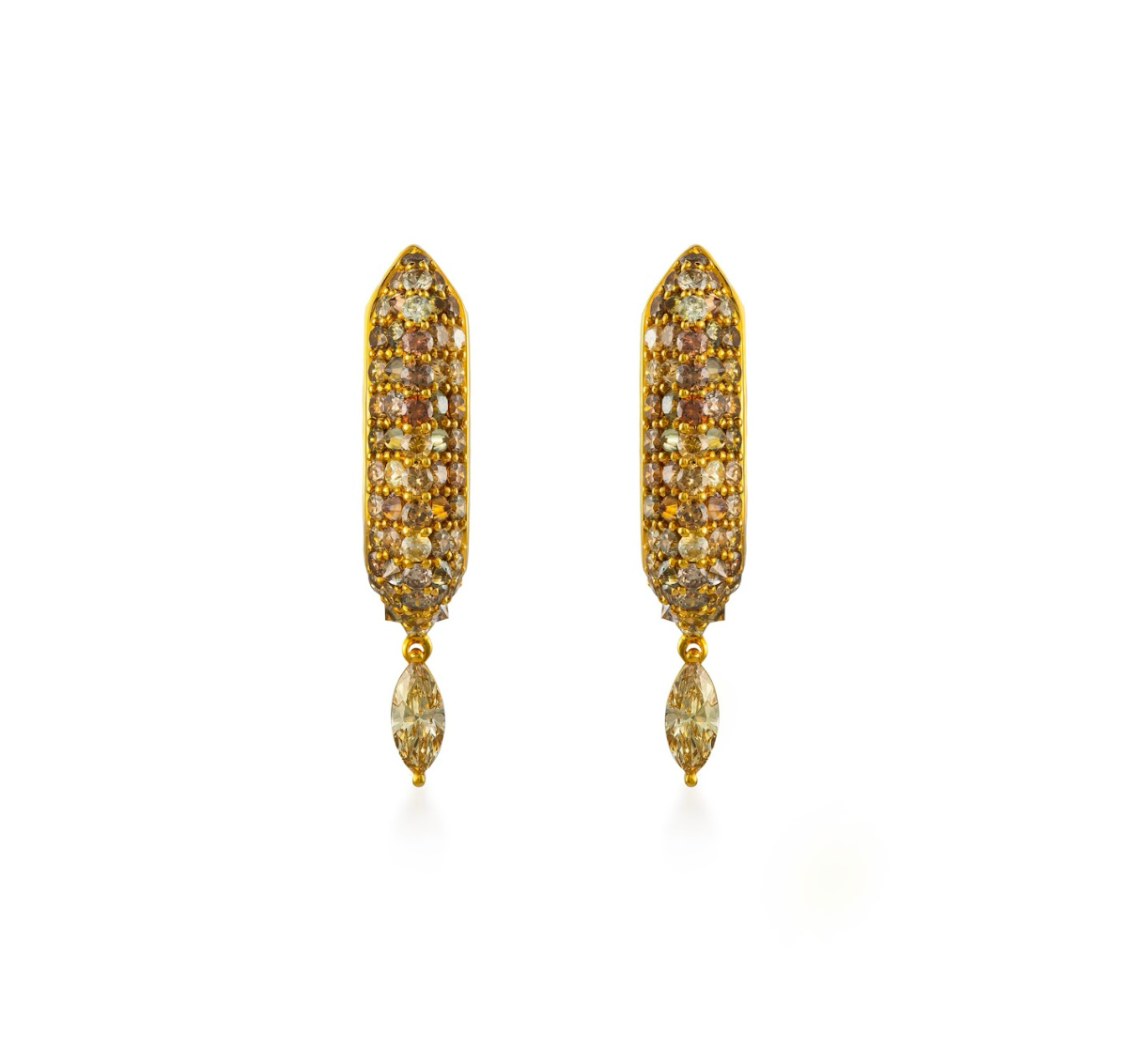 Stardust Fancy Color Diamond Pave Marquis Drop Hoops