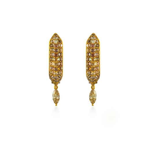 Stardust Fancy Color Diamond Pave Marquis Drop Hoops