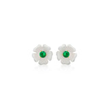 Mother of Pearl Emerald Daisy Stud Earrings