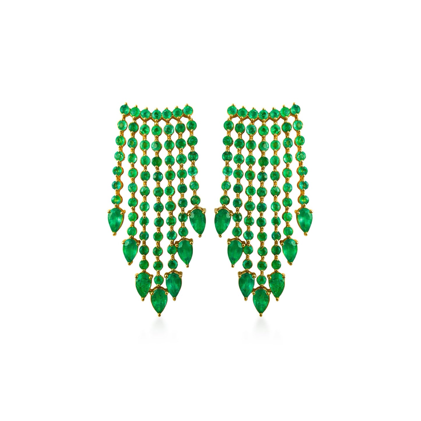 Emerald Fringe Diamond Earrings