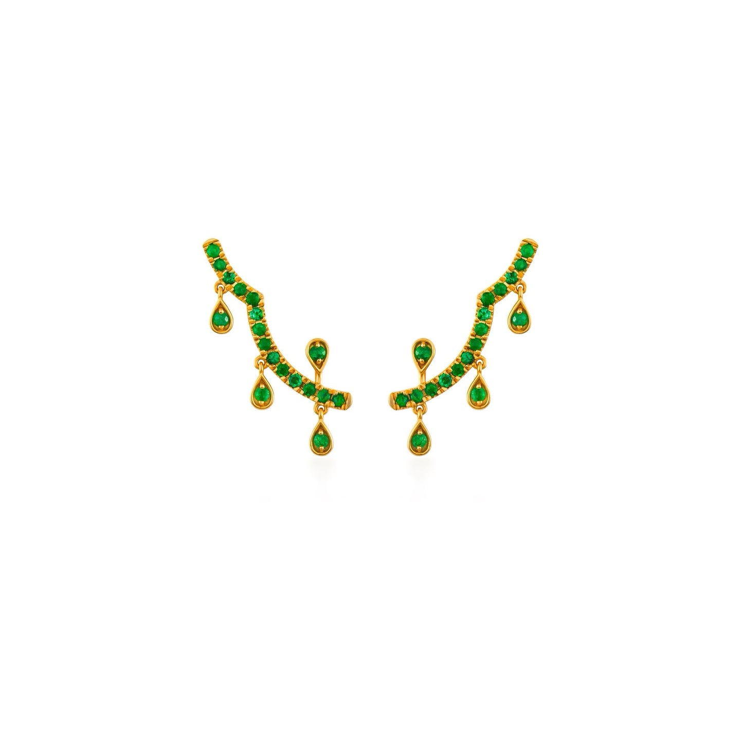 Emerald Pave Dancing Drop Ear Climbers