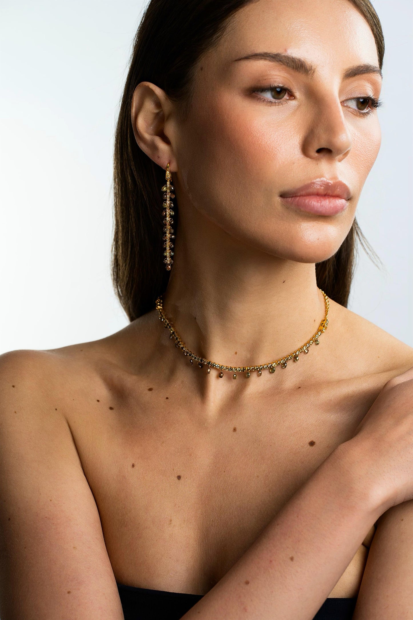 Fancy Color Briolette Linear Earrings