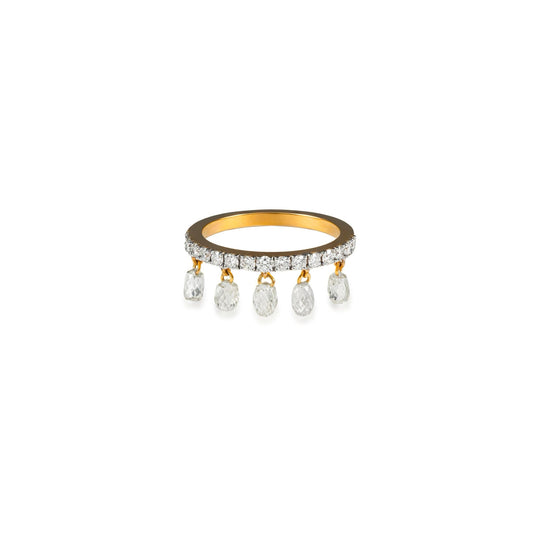Dancing Diamond Briolette Drop Ring