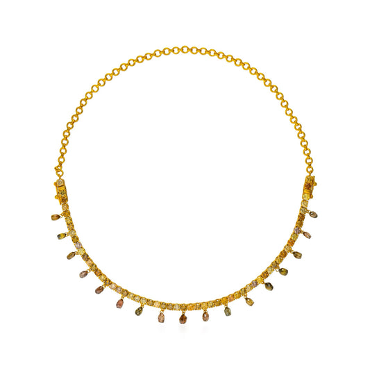Fancy Color Briolette Diamond Drop 2 in 1 Bracelet & Necklace