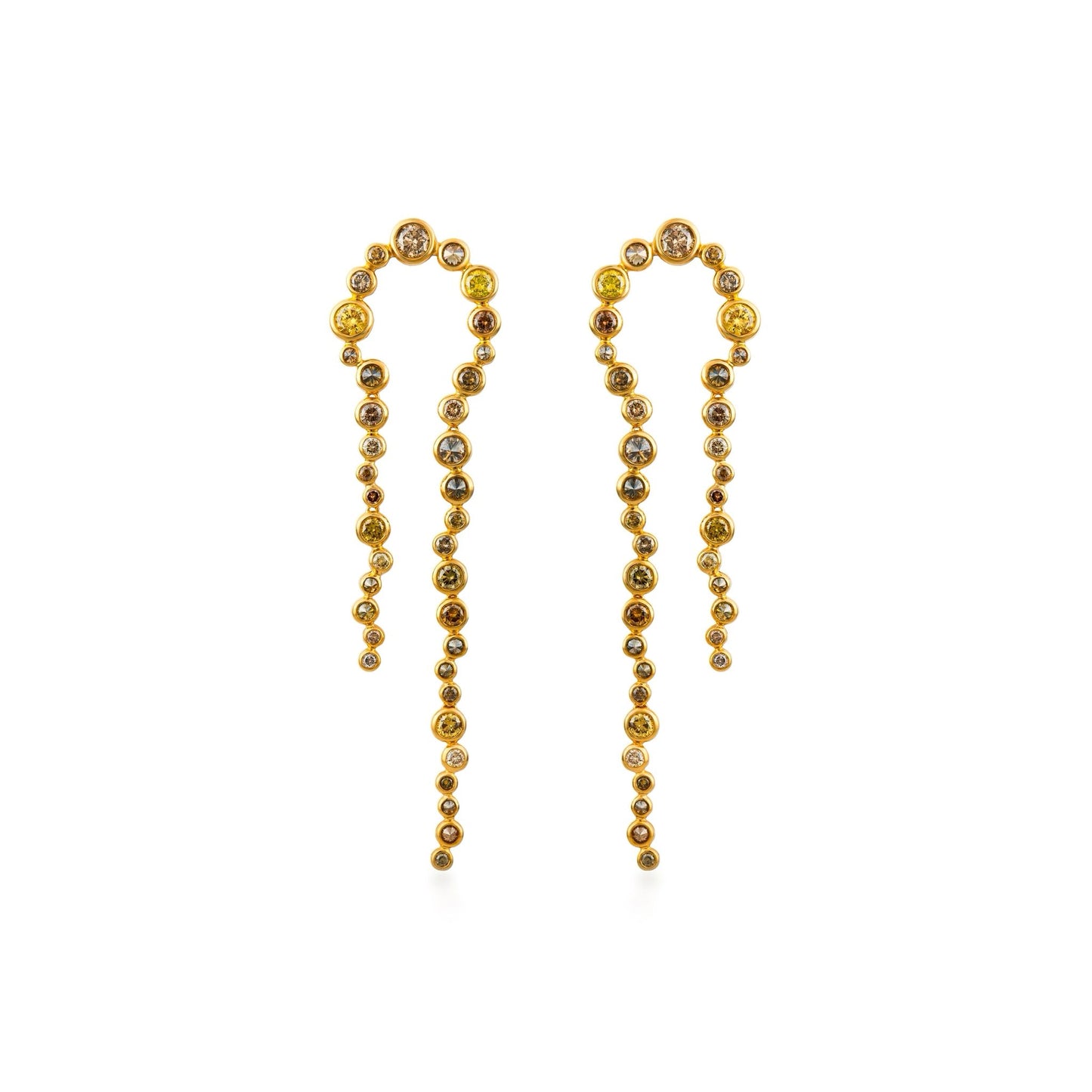 Fancy Color Diamond Lasso Curved Earrings