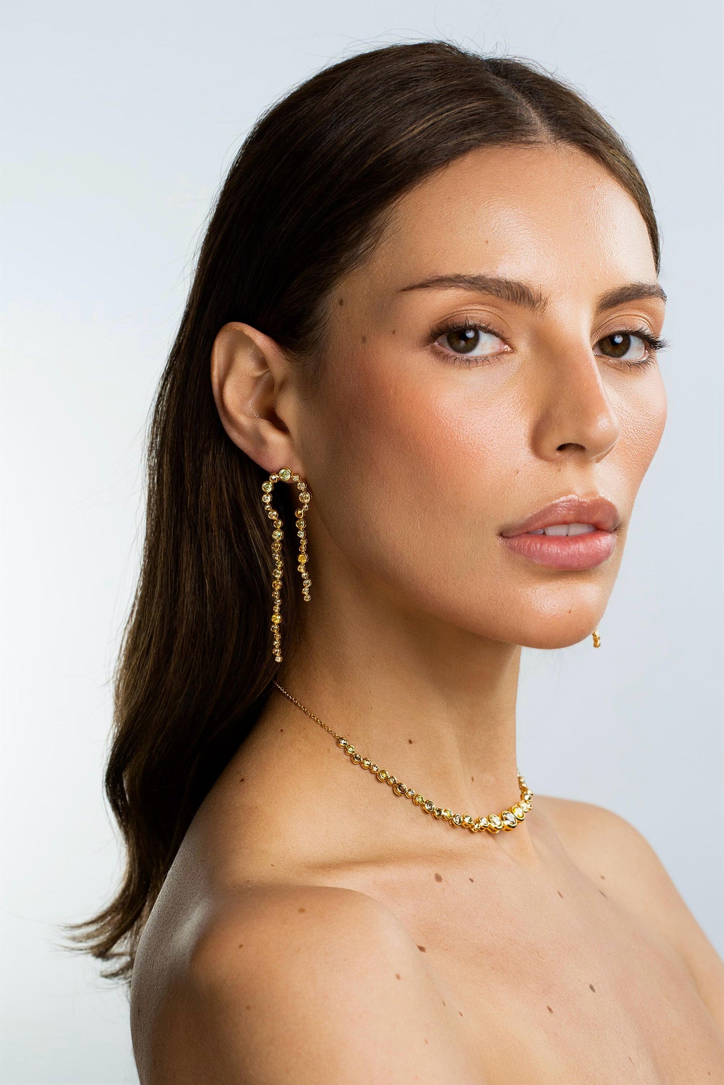 Fancy Color Diamond Lasso Curved Earrings