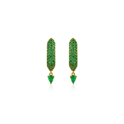 Stardust Emerald Pave Pear Drop Hoops