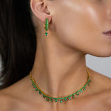 Stardust Emerald Pave Pear Drop Hoops