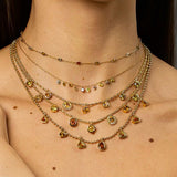 Seven Carousel Drop Necklace with Single Halo Pendant