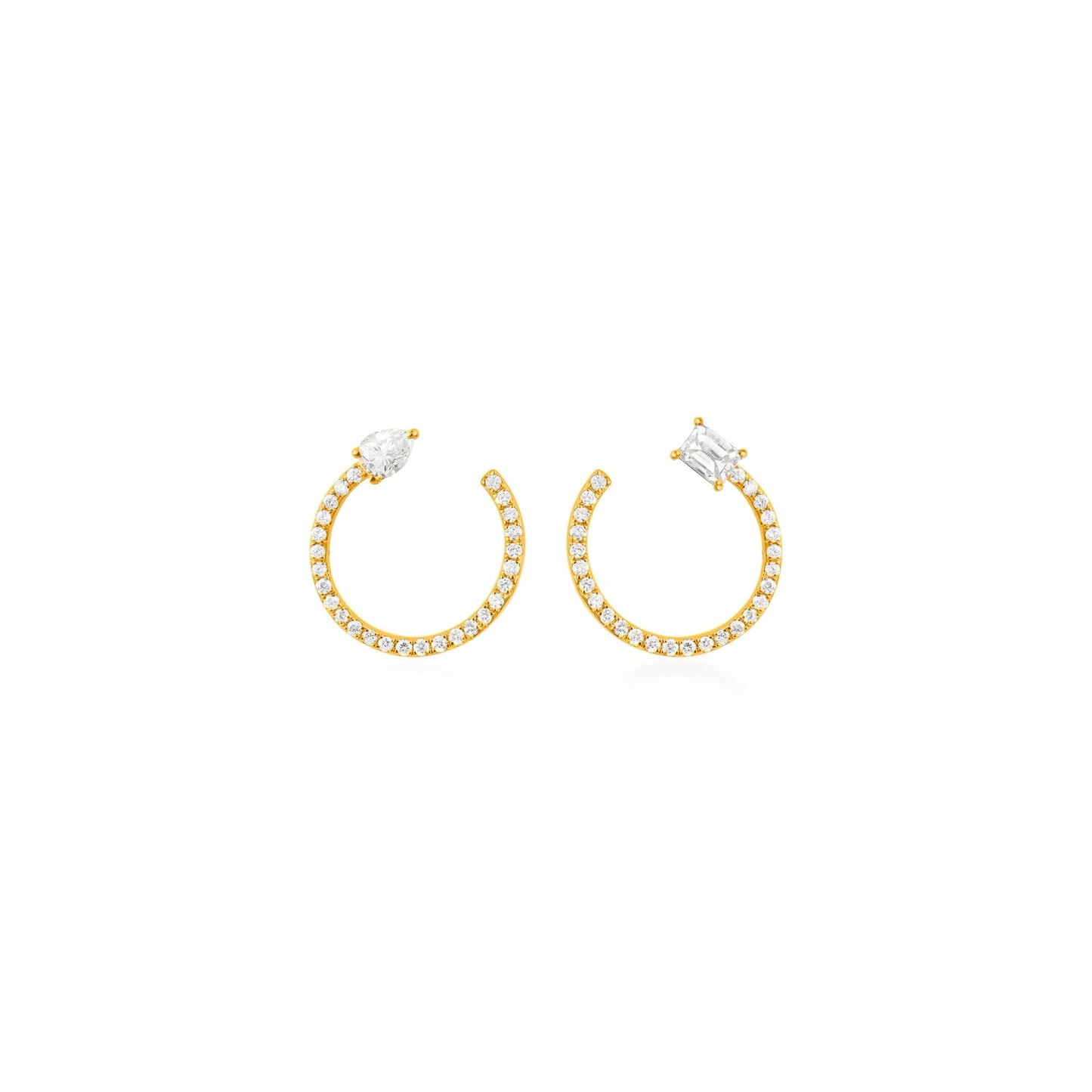 Pear And Emerald Cut Pave Eclipse Earrings