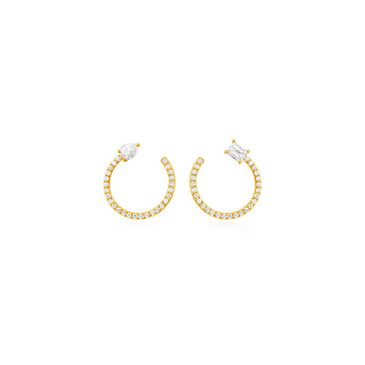 Pear And Emerald Cut Pave Eclipse Earrings