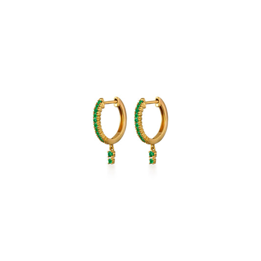 Emerald Petite Double Drip Huggie