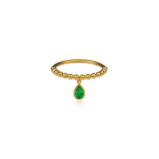 Emerald Pear Drop Ring