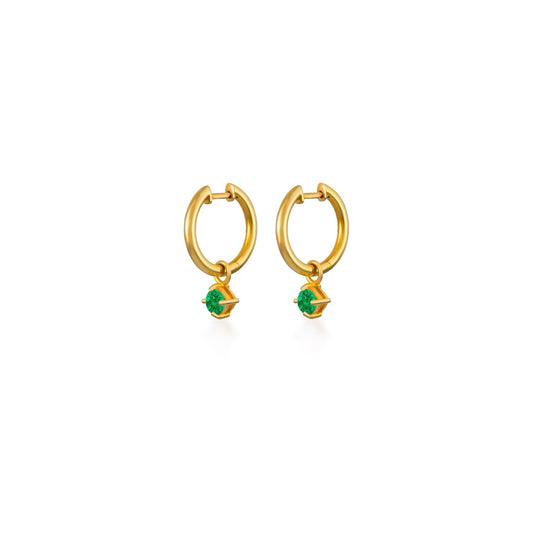 Petite Emerald Heart Cut Diamond Huggies